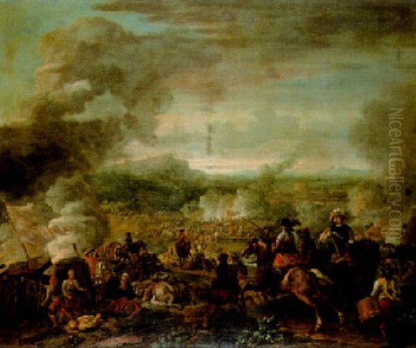 A Cavalry Battle In A Valley Oil Painting by or Huchtenburgh, Jan van Huchtenberg