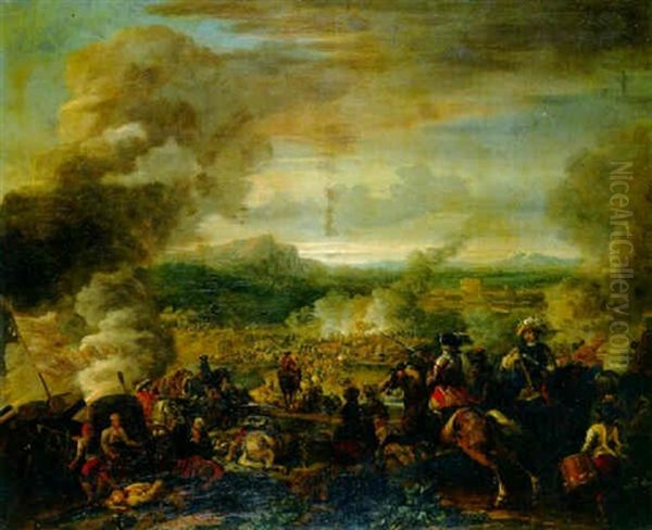 A Calvary Battle In A Valley Oil Painting by or Huchtenburgh, Jan van Huchtenberg