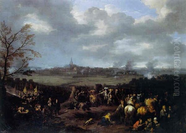 Le Siege D'une Ville Par Guillaume Iii Oil Painting by or Huchtenburgh, Jan van Huchtenberg