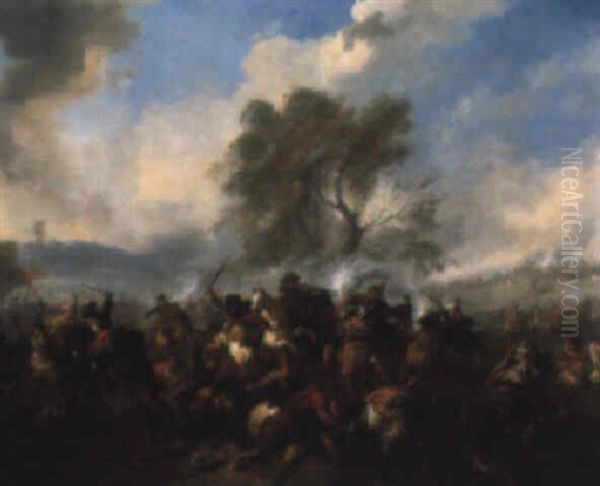 The Battle At Kahlenberg, 1683 Oil Painting by or Huchtenburgh, Jan van Huchtenberg