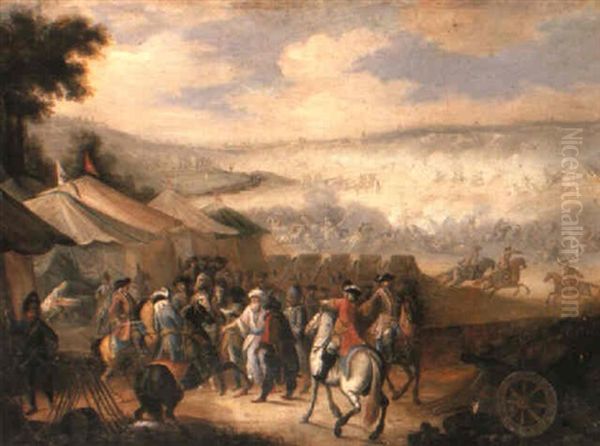 A Cavalry Engagement Oil Painting by or Huchtenburgh, Jan van Huchtenberg