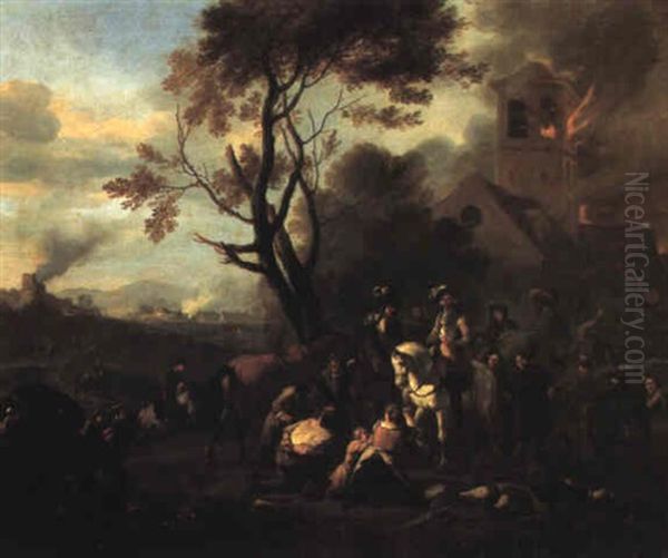 After The Battle Of Blenheim Oil Painting by or Huchtenburgh, Jan van Huchtenberg