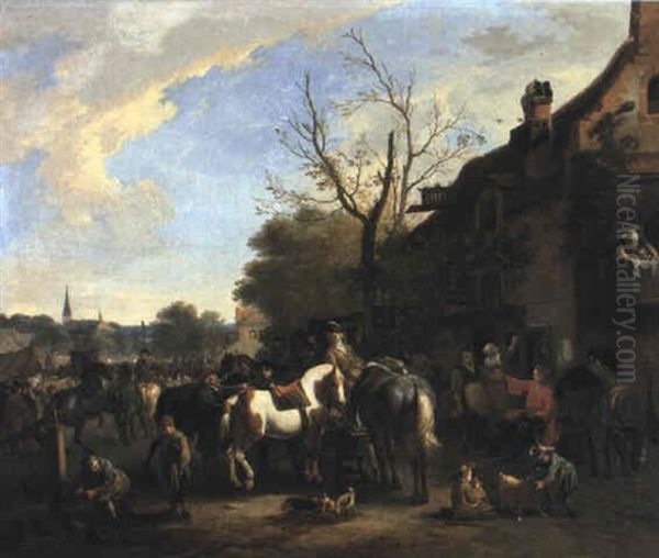 Horse Fair Oil Painting by or Huchtenburgh, Jan van Huchtenberg