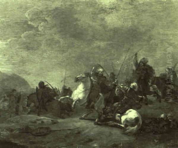 Reitergefecht Oil Painting by or Huchtenburgh, Jan van Huchtenberg