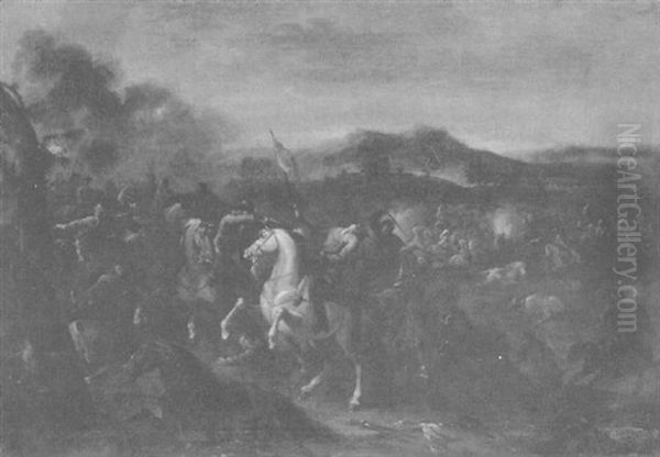 Reiterschlacht Oil Painting by or Huchtenburgh, Jan van Huchtenberg