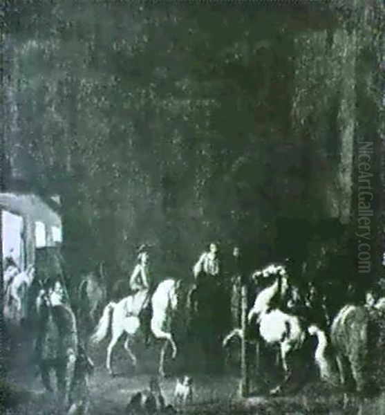 Scene De Dressage Oil Painting by or Huchtenburgh, Jan van Huchtenberg