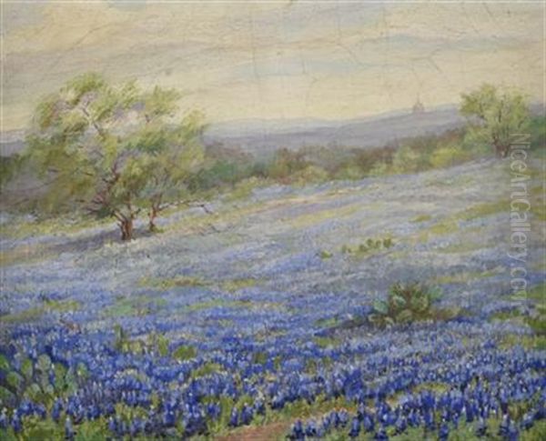 Texas Bluebonnets Oil Painting by Nannie Zenobia Huddle