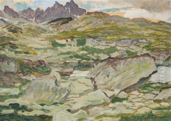 Motif Of The High Tatras Oil Painting by Antonin Hudecek