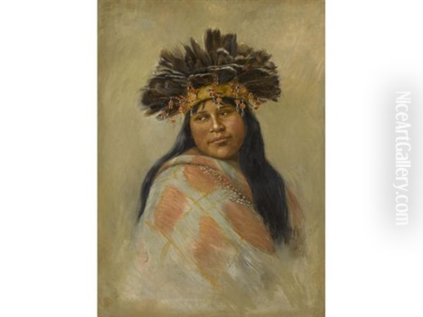 A Pomo Dancer (kal-si-wa, Rosa Peters) Oil Painting by Grace Carpenter Hudson