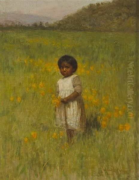 Little Girl Holding Poppies (no. 381) Oil Painting by Grace Carpenter Hudson