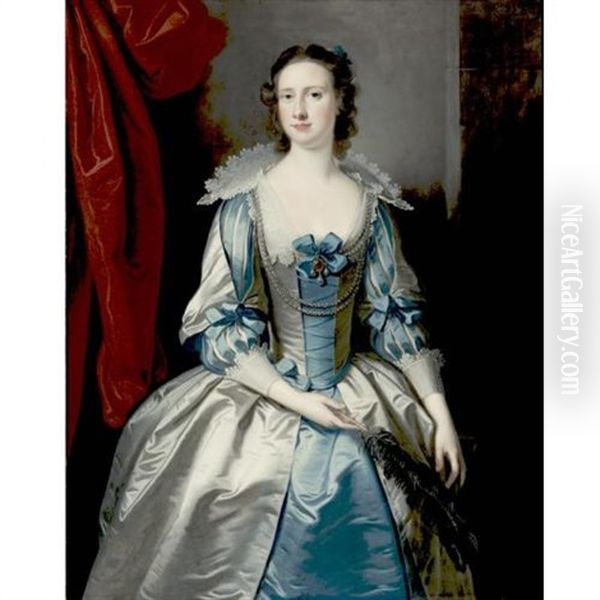 Portrait Of A Lady (mrs. Fryer?) Oil Painting by Thomas Hudson