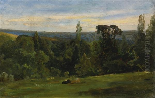 View Of Chaville Oil Painting by Paul Huet