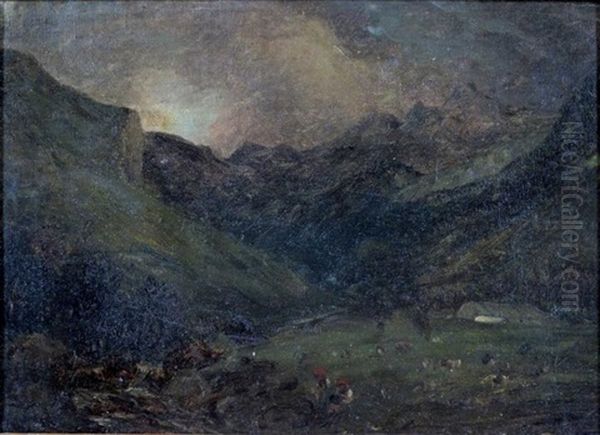 Vallee Animee Oil Painting by Paul Huet