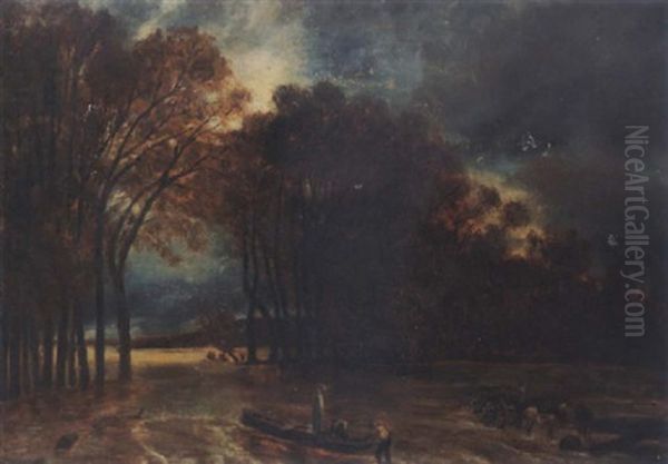 L'inondation A Saint-cloud (study) Oil Painting by Paul Huet