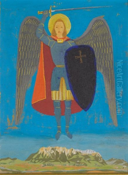 Saint Michael As Protector Of Liechtenstein Oil Painting by Johannes Hugentobler