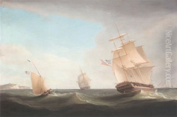 Shipping Off Dover Oil Painting by William John Huggins