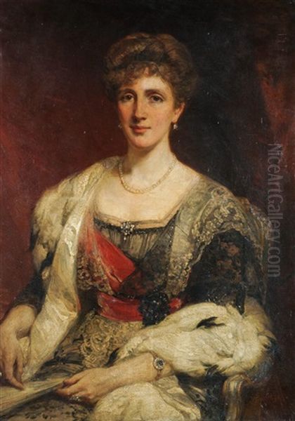 Portratt Av En Dam Oil Painting by Talbot Hughes