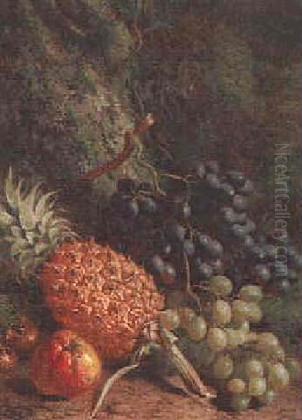 Still Life With Grapes, Apples And A Pineapple Oil Painting by William Hughes