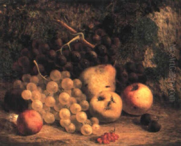 Autumn Fruit On A Mossy Bank Oil Painting by William Hughes