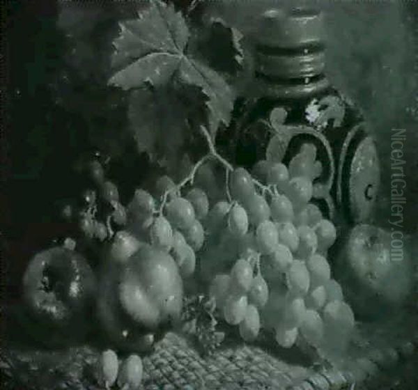 Lifes Of Fruit And Pottery Oil Painting by William Hughes