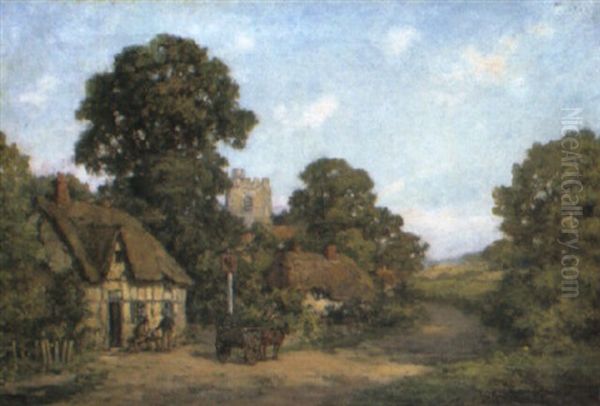 The Leather Bottle, Lewknor, Oxfordshire Oil Painting by Sir Herbert Edwin Pelham Hughes-Stanton