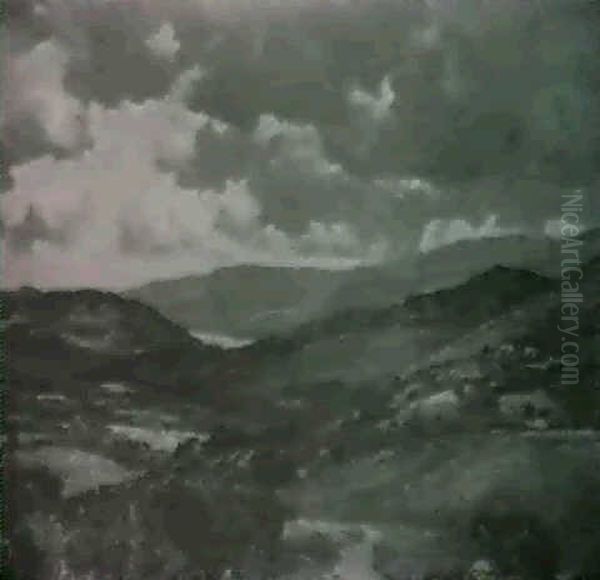 A Landscape With Shepherdess And Sheep Oil Painting by Sir Herbert Edwin Pelham Hughes-Stanton