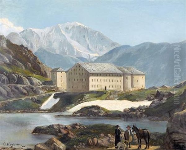 L'hospice Du Grand St-bernard Oil Painting by Oscar Huguenin