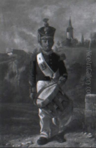 Alter Trommler Oil Painting by Oscar Huguenin