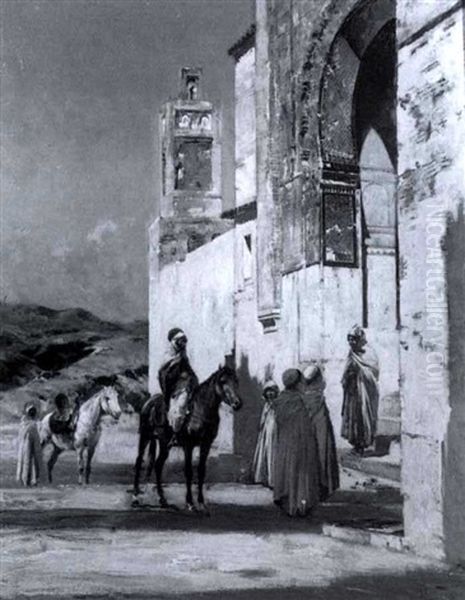 La Halte Des Arabes Oil Painting by Victor Pierre Huguet