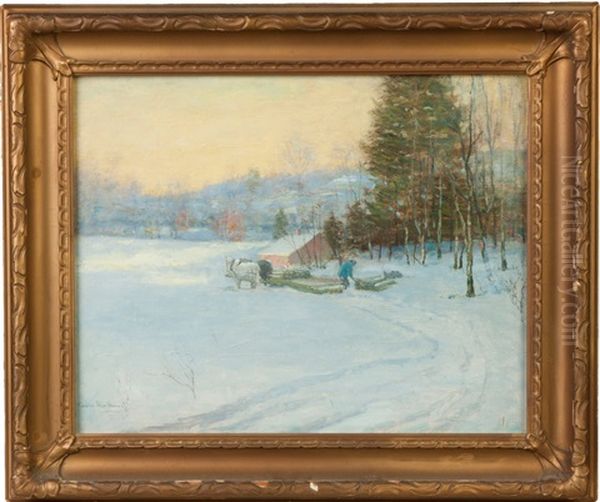 Snow Scene Oil Painting by Charles Allen Hulbert