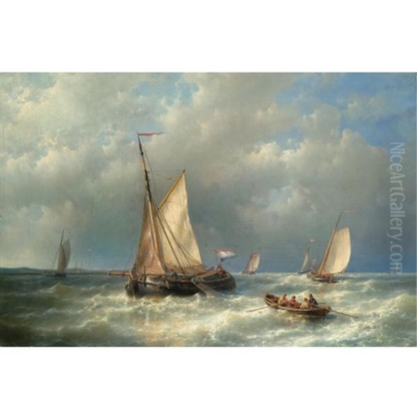 Stormy Sea With Ships Oil Painting by Abraham Hulk the Elder