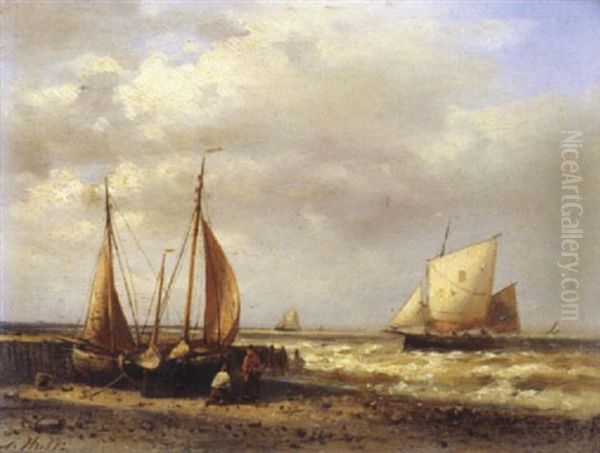 Bateaux De Peche A Maree Basse Oil Painting by Abraham Hulk the Elder
