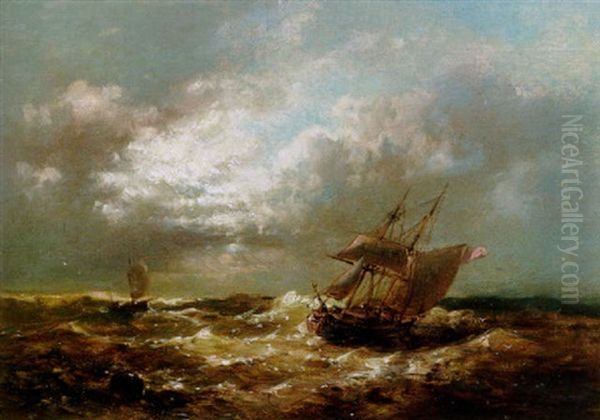 Segelschiffe In Aufgewuhlter See Oil Painting by Abraham Hulk the Elder