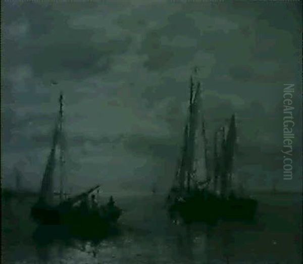 A Calm On The Scheldt Oil Painting by Abraham Hulk the Elder