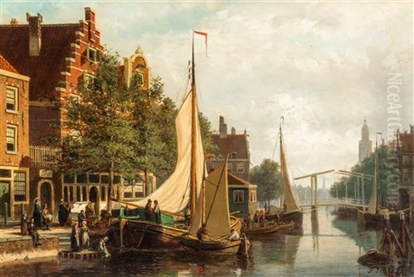 View Of A City Oil Painting by Johannes Frederik Hulk, Snr.