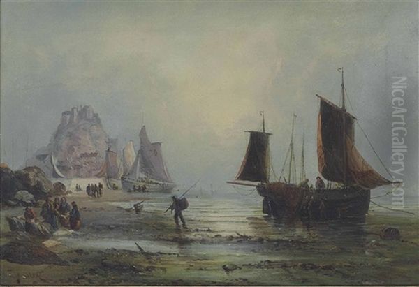 View Of A Canal, Haarlem Oil Painting by Johannes Frederik Hulk, Snr.