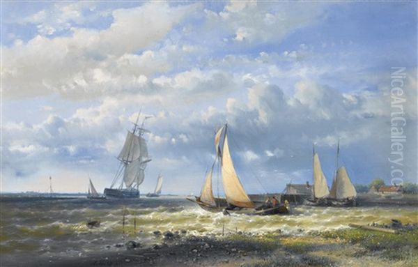 Setting Out To Sea Oil Painting by Johannes Frederik Hulk, Snr.