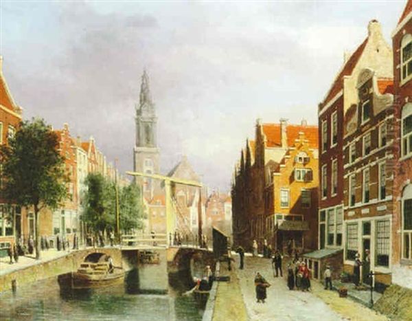 Amsterdam Oil Painting by Johannes Frederik Hulk, Snr.