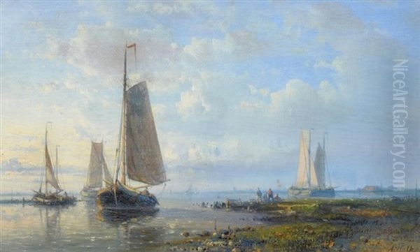 Fischerboote Auf Ruhiger See Oil Painting by Abraham Hulk the Younger