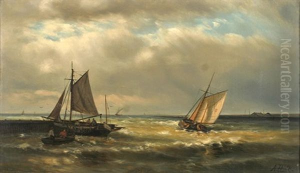 Fischerboote Nahe Der Kuste Oil Painting by Abraham Hulk the Younger