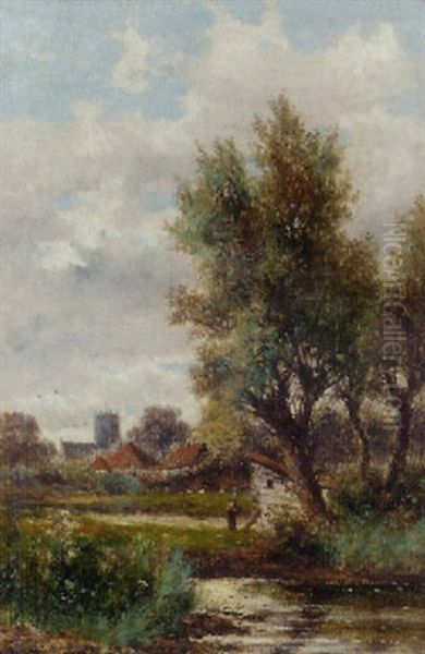 Feeding The Chickens Before A Farmstead Oil Painting by Abraham Hulk the Younger