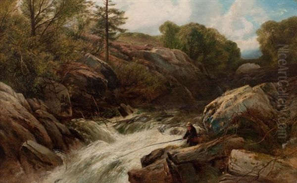 Salmon Fall Oil Painting by Frederick William Hulme