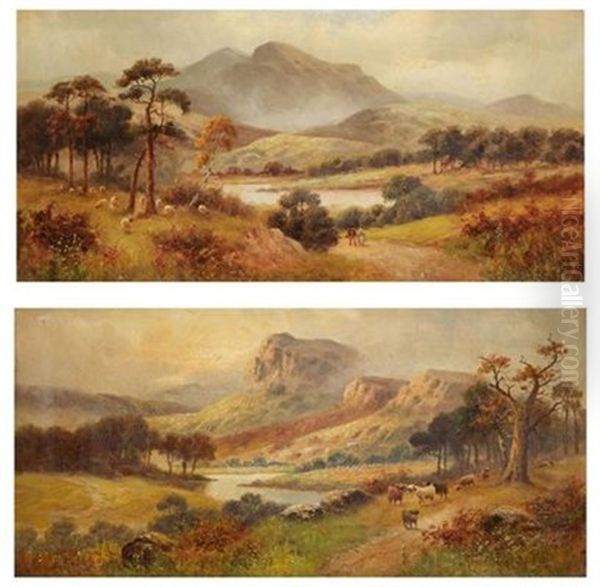 Landscape Pertschire (+ Landscape Cromarty; Pair) Oil Painting by Frederick William Hulme