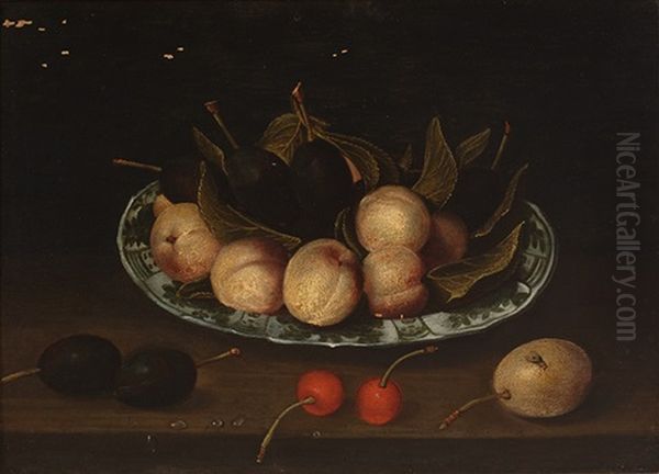 Still Life With Fruit On A Wanli Porcelain Dish Oil Painting by Jacob van Hulsdonck