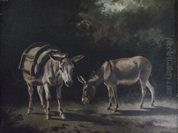 Les Anes Oil Painting by Charles (Jean-Ch. Ferdinand) Humbert