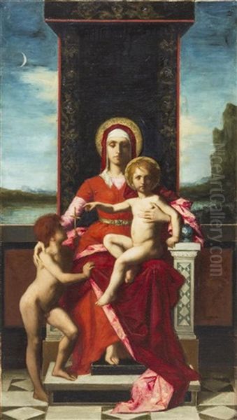 The Virgin And Child With St. John The Baptist Oil Painting by Ferdinand Humbert