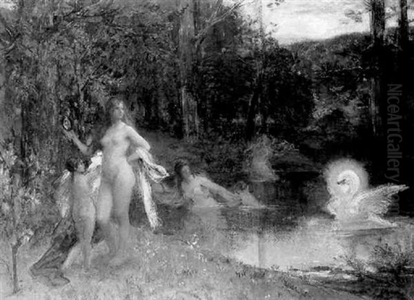 Leda Et Le Cygne Oil Painting by Ferdinand Humbert