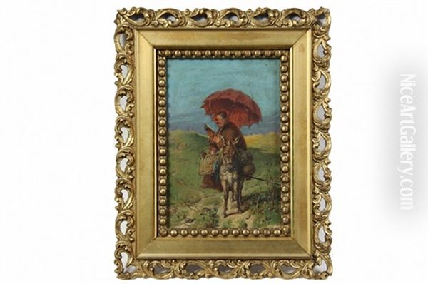 Portrait Of A Traveling Monk Oil Painting by Adolf Humborg