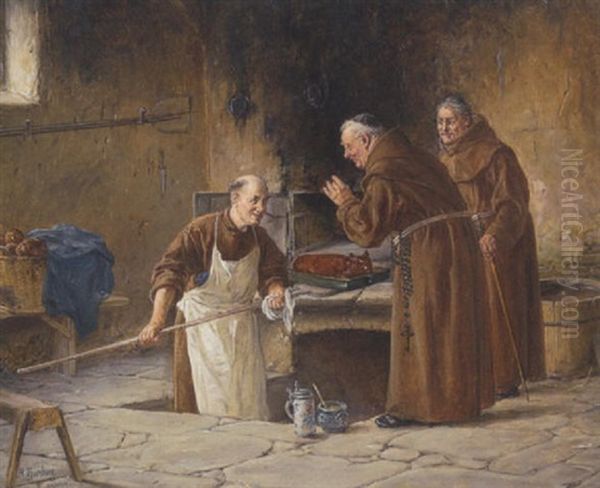 In Der Backstube Des Klosters Oil Painting by Adolf Humborg