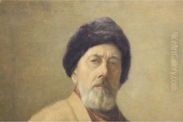 Portrait D'homme A L Oil Painting by Gustave Barrier